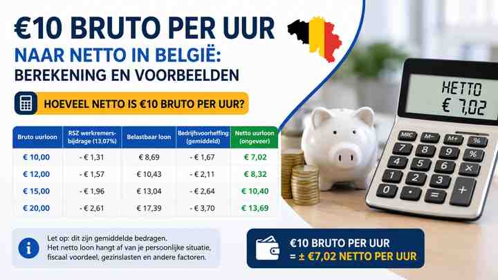 Hoeveel netto is €10 bruto per uur?