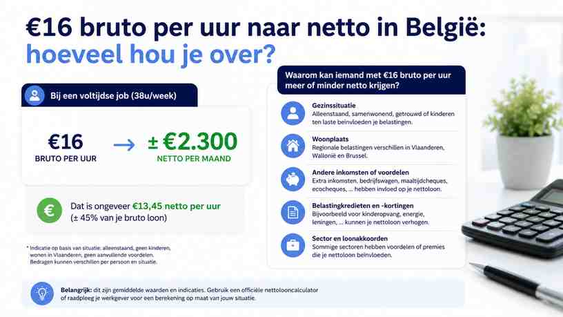 Waarom kan iemand met €16 bruto per uur meer of minder netto krijgen?
