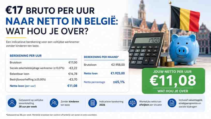 €17 Bruto per Uur naar Netto in België: wat hou je over?