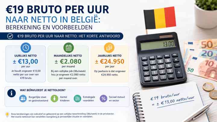 €19 bruto per uur naar netto: het korte antwoord