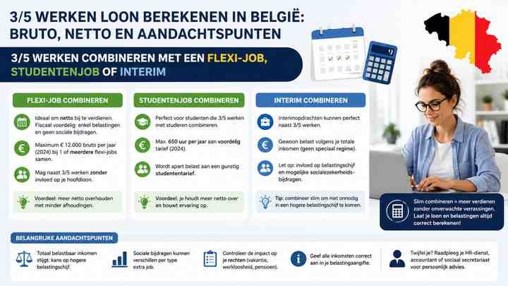 3/5 werken combineren met een flexi-job, studentenjob of interim