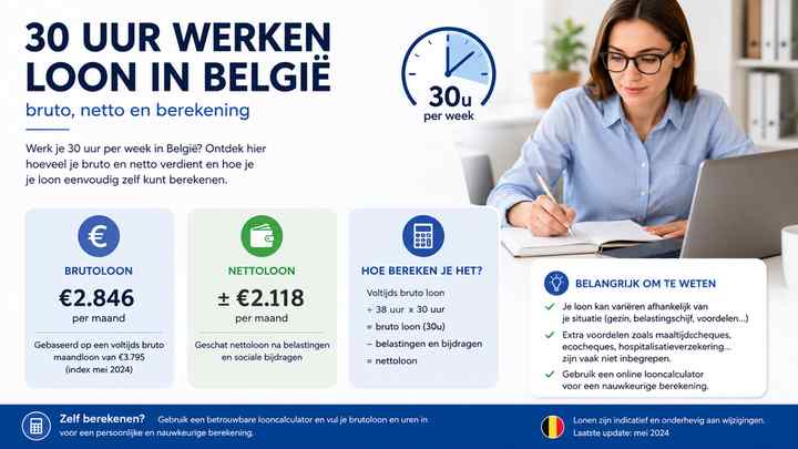 30 Uur Werken Loon in België: bruto, netto en berekening