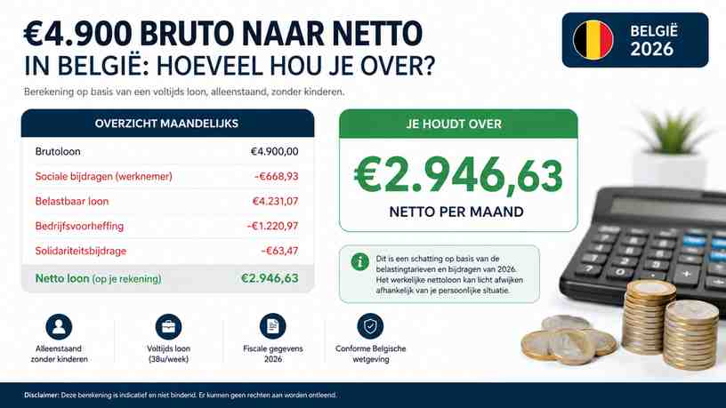 €4.900 bruto naar netto in België: hoeveel hou je over?