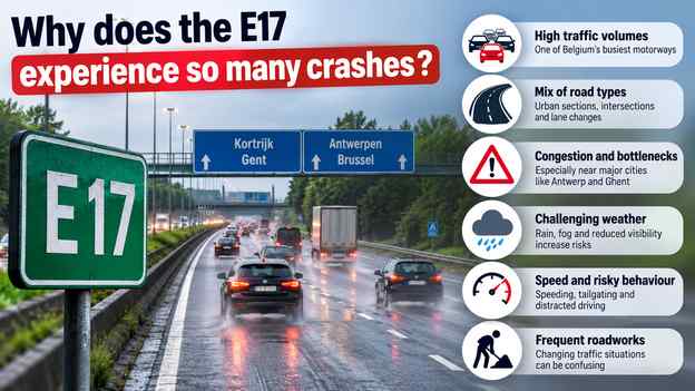 Why does the E17 experience so many crashes?