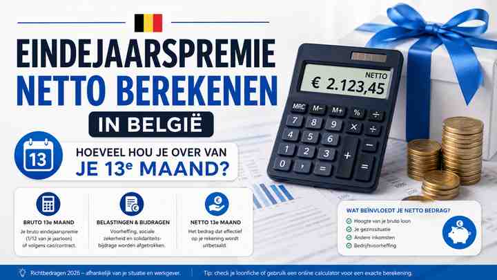 Eindejaarspremie netto berekenen in België: hoeveel hou je over van je 13e maand?