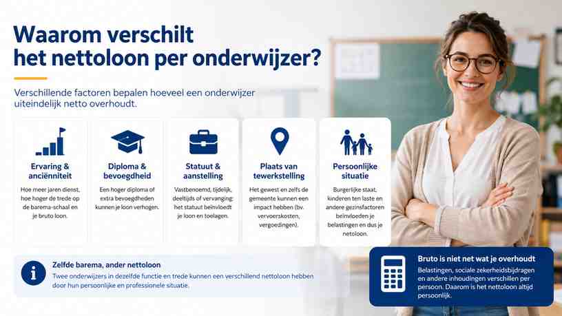 Waarom verschilt het nettoloon per onderwijzer?